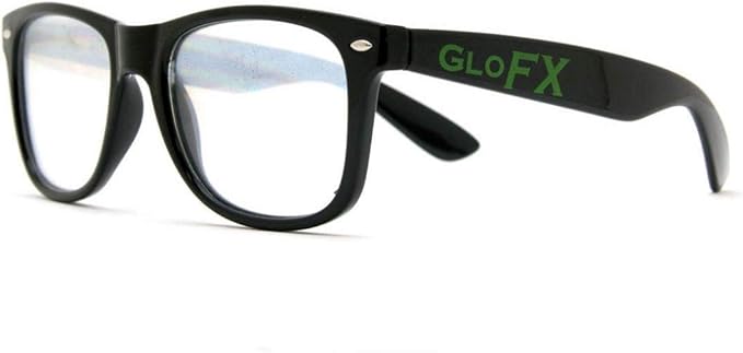GloFX Ultimate Diffraction Glasses - Black - 3D Prism Effect EDM Rainbow,Black,