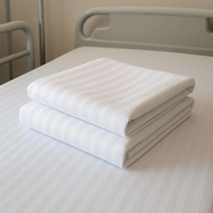 Fitted Hospital Bed Sheets 2 Pack with Elastic All Around for Double Brushed Ultra Soft Breathable 100% Microfiber Sheets, 36" x 84" x 12"