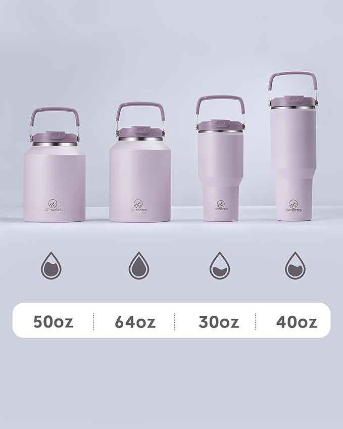 Gpeng 40 oz Tumbler with Handle, Water Bottles with Straw Lid, Insulated Stainless Steel Travel Mug Cup Holder Friendly, Keep Drinks Cold or Hot for 48+ Hours