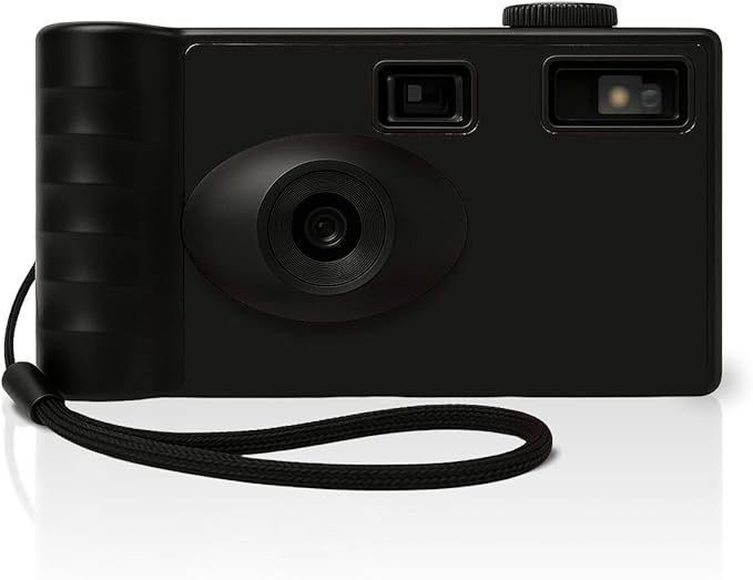 LENSY Screen Free Digital Camera | Four Built in Filters | Rechargeable, 8mp, Lightweight, Focus-Free, Auto-Flash, Easy-to-Use, Reusable, Retro Film-Style Photos (Matte Black)