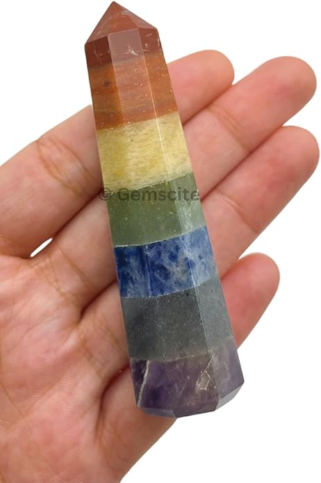 WholesaleGemShop 3 Inch Gemstones Obelisk Tower Jumbo Facet Aura Rock Crystal Natural Polished Earth Wand Spirit