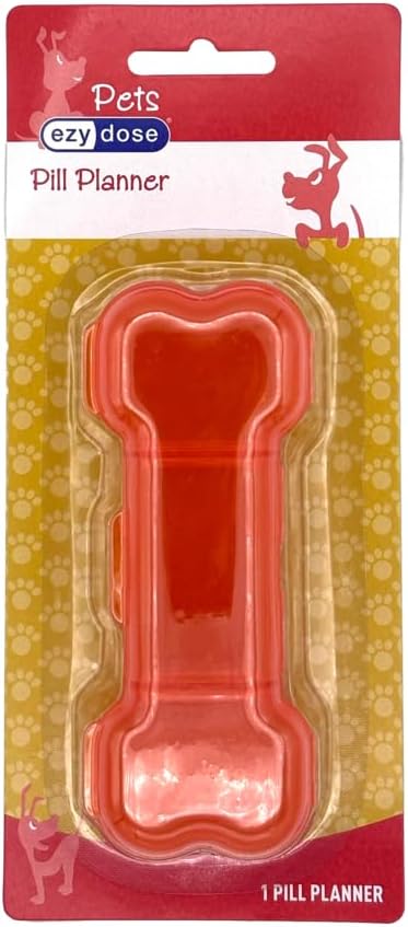 EZY DOSE Dog Bone Pill Case, Medicine Planner, Vitamin Organizer Box, Weekly Dispenser for Daily Doses, 3 Individually Large Compartments, Convenient and Easy to Use, Pet Friendly, Orange, BPA Free