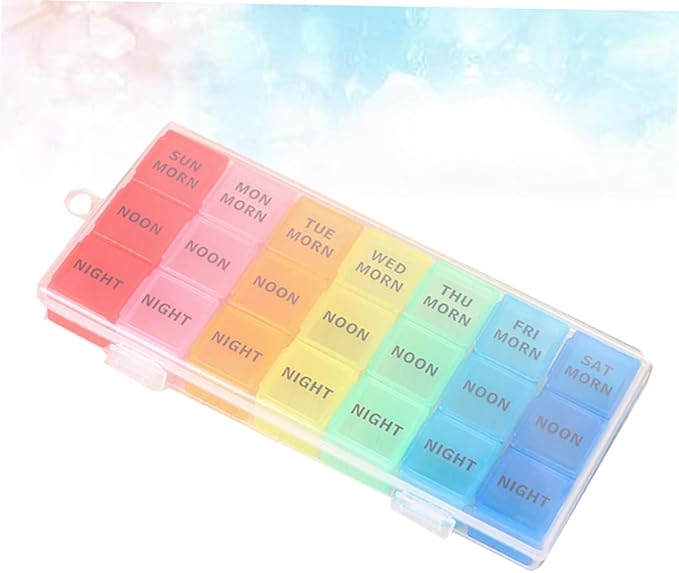 Mobestech 21 Grids Medicine Organizer Box Portable Pill Storage Case Organizer Case and