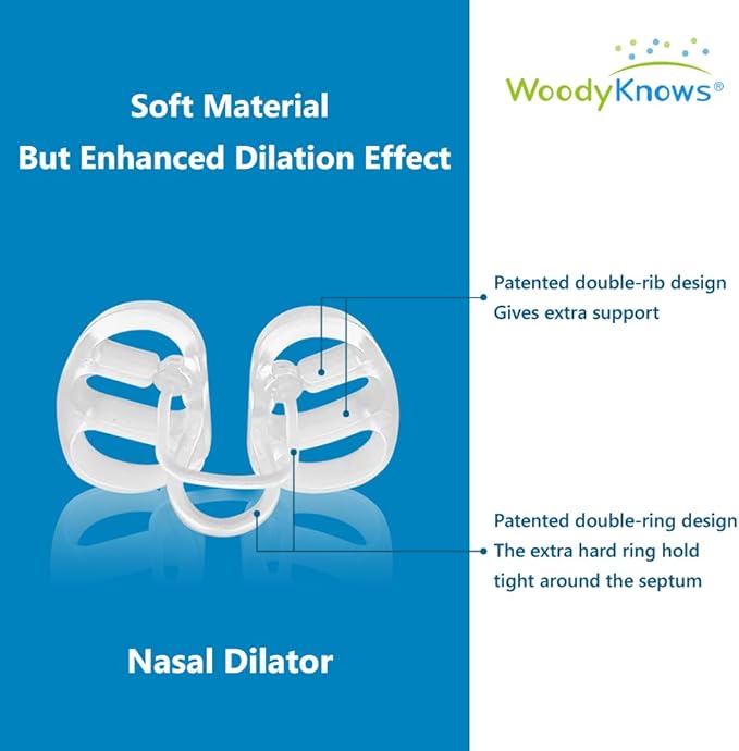 WoodyKnows Super-Support Nasal Dilator for Snoring aid, Improves Sleep and Sports Airflow, Breathe Better (Combo Pack XS/S/M/L)