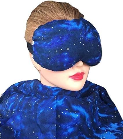 Eye Mask Lavender Eucalyptus, Sinus, Herbal Pack, Hot Cold Pack, Heat Wrap,Organic, Flax Seed, Microwave Therapy, Sleep Mask, Yoga Meditation Eye Pillow, Blue Celestial Star