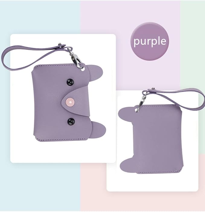 Birth Control Pill Case/Wallet PU Leather Medicine Holder Cat (Purple)