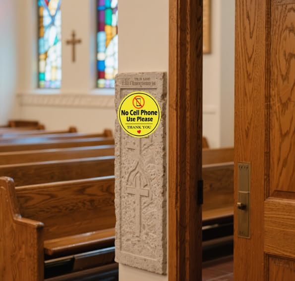 Please No Cell Phone Use Sticker Signs, 4 inches Self Adhesive No Cell Phone Use Warning Labels (15 Pack）