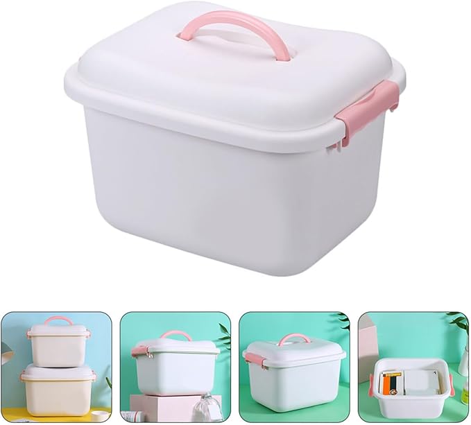 Alipis 1pc Plastic Medicine Box Medicine Storage Cabinet Portable Storage Box Family Plastic Organizer Portable Kit Case Emergency Case White