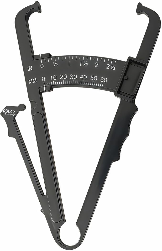 Professional High-Accuracy Body Fat Caliper with Dual Metric/Imperial Scale, Dual Scale Skinfold Measure for Men & Women - Easy, Portable Fat Percentage Tester, Home/Gym Use (Black)