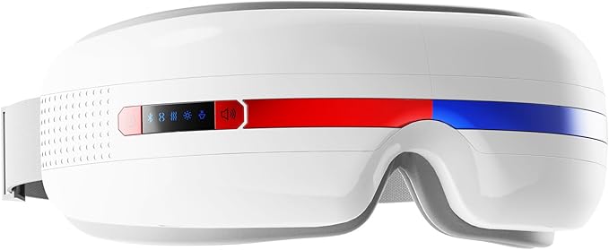 Eye Massager with Heat, Portable Electric Acupoint Pressure Massager for Migraine Relief, Dry Eyes, Dark Circles & Eye Strain, 180° Foldable Rechargeable Eye Care Machine,Ideal Gifts for Men/Women