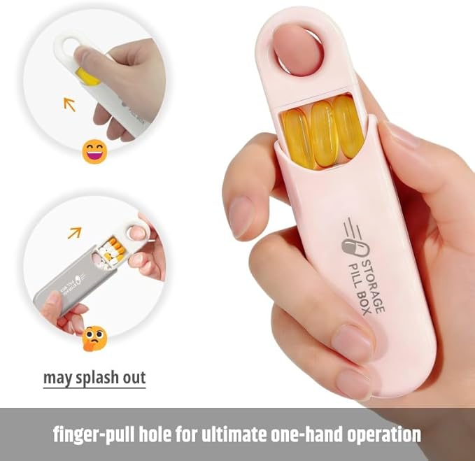 Slim Travel Pill Organizer, Small Daily Pill Case, Compact Portable Pill Holder, 3 Compartments Daily Vitamin Box (White)
