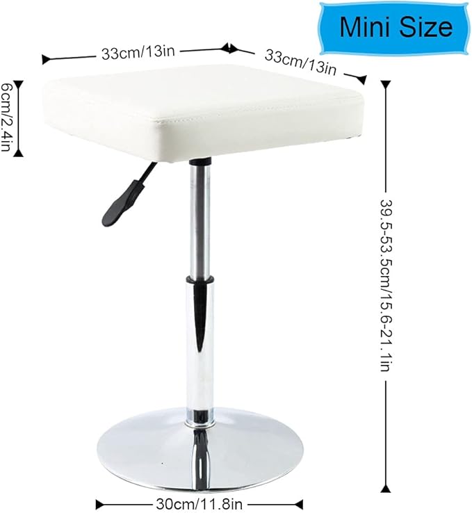 FURWOO White Square Salon Stool - Height Adjustable Step Stool for Vanity,Manicure,Shop,Barber Home Office,Small