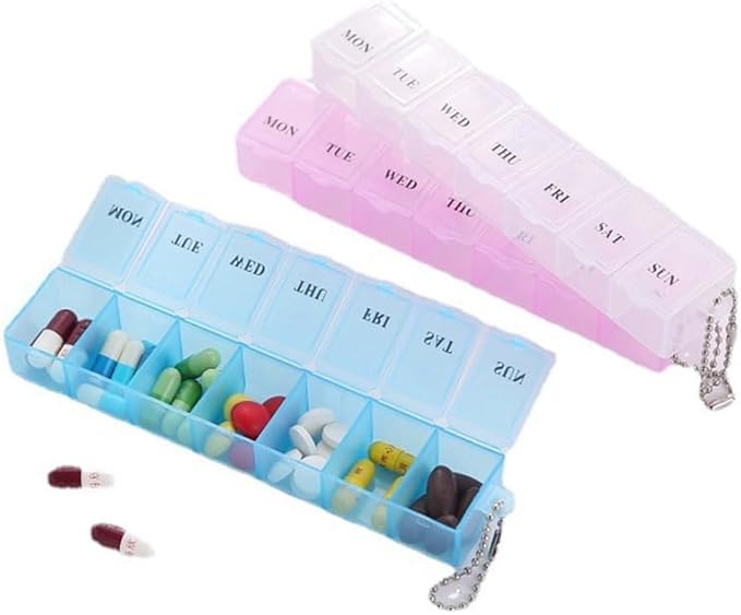 Weekly 7 Day Pill Organizer, Travel Pill Box, Pill case, Medicine Organizer, Pill Container, Pillbox 7 Day, Pill Dispenser, Medication Organizer, Pill Organizer Weekly