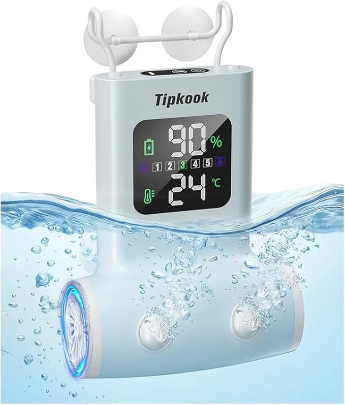 Portable Bath Jets for Tub: 5-Speed Jet Spa for Bathtub with LED Display, Bath Jet/Bubble Mode, Rechargeable Bath Jets, Dual Water Outlet, IPX8 Waterproof, Ideal Gift for Home - Blue
