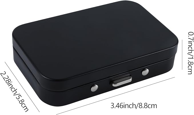 2 PCS Pill Box with Mirror, Portable 3 Compartment Medicine Pill Organizer, Cute Small Pill Case Supplement Organizer Pill Holder for Purse Travel(Black)