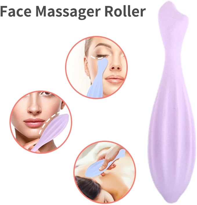 Face Roller, Silicone Skin Care Beauty Lifting Contouring Silicone Face Massage Face Roller (Purple)