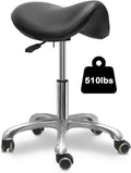 Saddle Stool with Wheels,Rolling Stool,Rolling Chair Ergonomic Swivel Rolling Chair with Hydraulic Lifting Height Adjustable Rolling for Office Medical Massage Salon Drafting(Black)