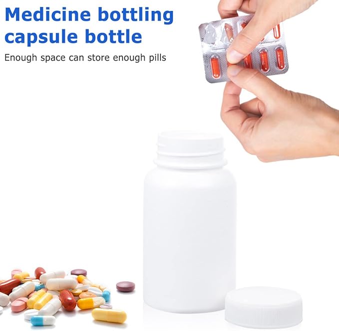 Lurrose 20Pcs 100Ml Portable Pill Bottles with Caps Moistureproof Lightweight Pharmaceutical Bottling for Travel and Home Pill Organizer