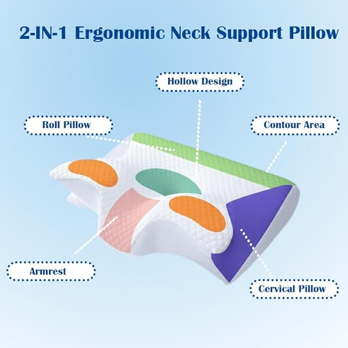 Sleep Apnea Pillow, Airway Pro Cervical Pillow for Neck Pain Relief, Orthopedic Memory Foam Neck Support Pillow for Side, Back & Stomach Sleepers, Anti-Snore Ergonomic Contour Pillow (Black)