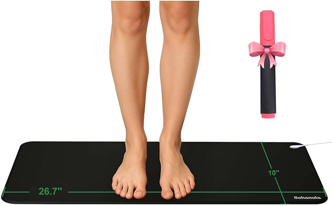 Grounding Mat for Feet - 10"x26.7" Conductive Earth Grounding Pad for Improved Sleep Energy Health, Magnetic Field Grounded Pad, Indoor Connected Grounding Mat for Bed Desk Home Office Work