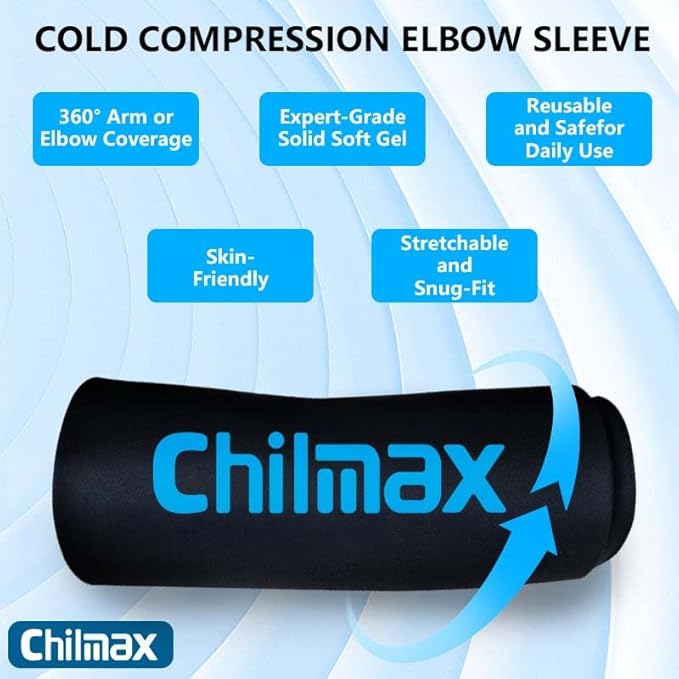 Elbow Ice Pack Wrap Compression Sleeve Pain Relief, Tennis Elbow & Golfers Arm Cold Hot Packs Brace,Reusable Gel Ice Sleeve for Knee Calf Ankle Thigh Injurie,Fits Left/Right (XS)