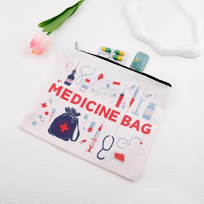 Small Medicine Makeup Bag Pouch Patient Travel Medication Bags Doctor Nurse Day Gift Ideas Bag Physician Practitioner Pharmacy Gifts for Women Bags Hospital Pharmacist Gifts Pouch Nurse Drug Organizer
