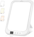 Easy@Home Light Therapy Lamp 10000 Lux: LED Light Therapy Energy Lamp UV-Free | Sun Lamp with 3 Color Adjustable Brightness Levels | Timer Memory Function ELT-492-WT