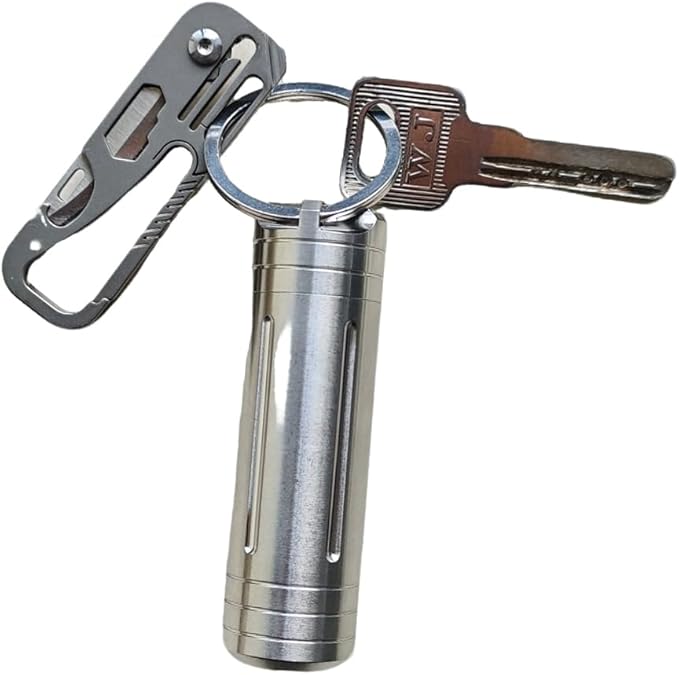 Large Size High Capacity Stainless Steel Keychain Pill Holder – Pill Container Portable Pill Case for Backpack, Keyring Watertight Travel Pill Container for Medicine (Large)