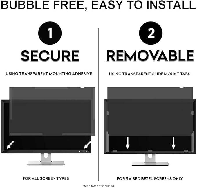 31.5 Inch 16:9 Computer Privacy Screen for Widescreen Monitor, Removable Anti Blue Light Glare Eye Protection Shield, Black Blackout Anti Spy Desktop Security Private Filter. Size Is(697*392