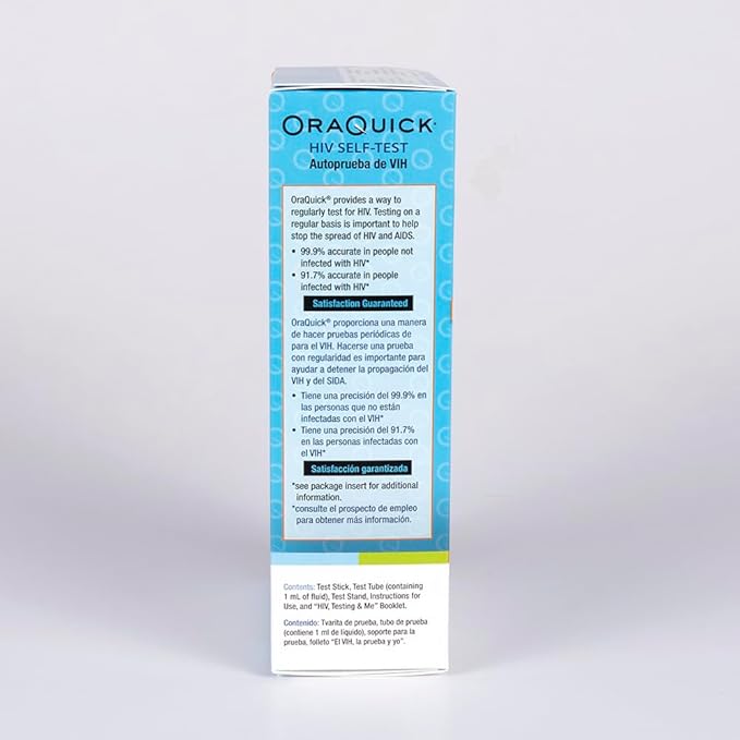 OraQuick® HIV Self-Test, Oral Fluid Rapid HIV Test for HIV-1 & HIV-2 Detection, Quick & Easy Pain Free Home Testing Kit with Results in 20 Minutes, Ages 14+, 6ct Case