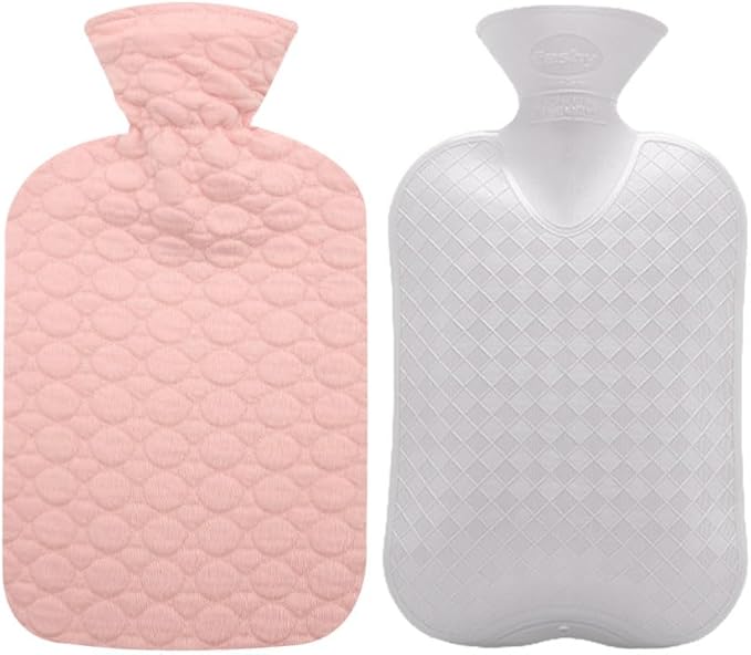 Fashy Hot Water Bottle with Blush Pink Quilted Cotton (67oz / 2L)
