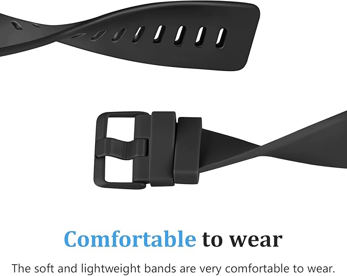 Mugust Sport Bands Compatible with Fitbit Versa, Classic Soft Silicone Replacement Wristbands Straps for Fitbit Versa 2 Smart Watch Women Men (Small,Black)