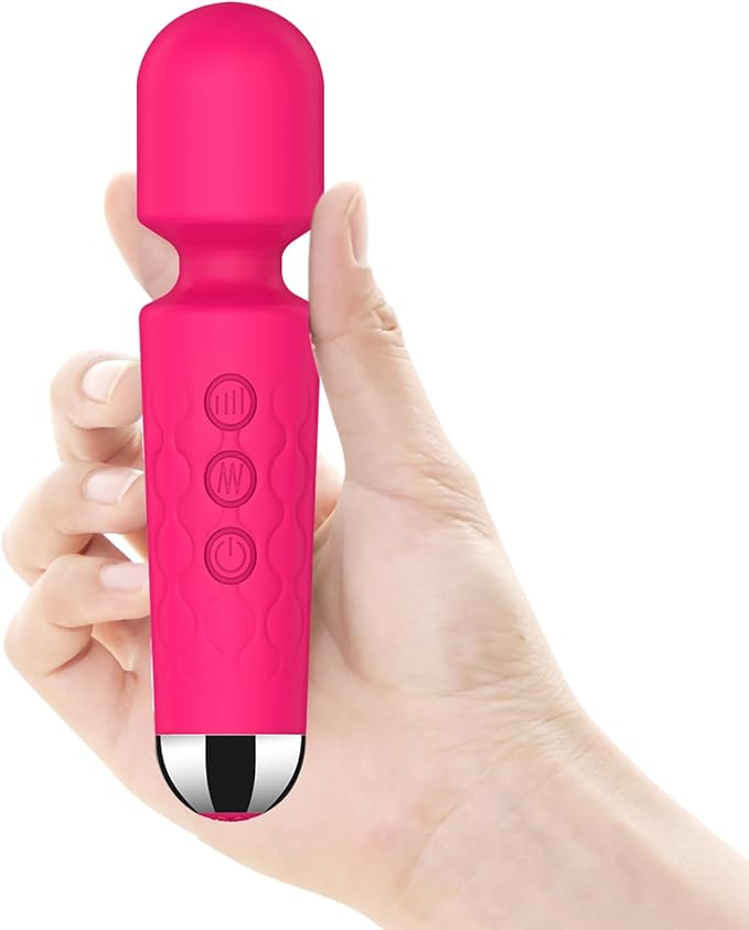 Personal Massage Wand - 20 Modes 8 Speeds Cordless Vibration Massager, Strong Powerful Waterproof Perfect for Travel, Magic Stress Away, All Body Back Legs Hand Pains Sports Recovery (Red)