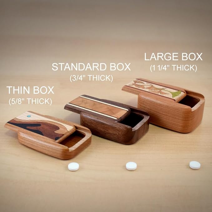 Modern Artisans American Made Pocket-Sized Pill Box (Standard Size) - Padauk Wood with Inlaid Wave Design