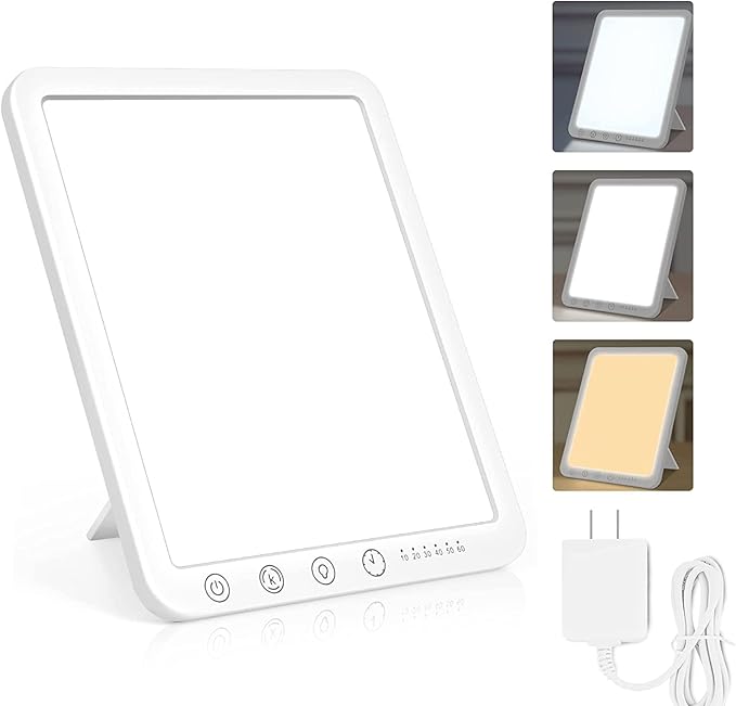 Light Therapy Lamp - 15,000 Lux UV-Free Therapy Light with 3 Color Temperatures and 6 Timer Settings, Touch Control Happy Lamp for Home/Office Use to Lift Mood