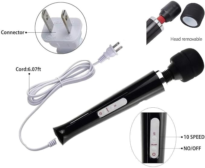 Massager Big Tool Deep Tissue Body Massager for Muscle Relief Back Neck Hand Foot Leg Arm Massage Powerful Handheld Tool for Women Muti Speeds (Black Big)