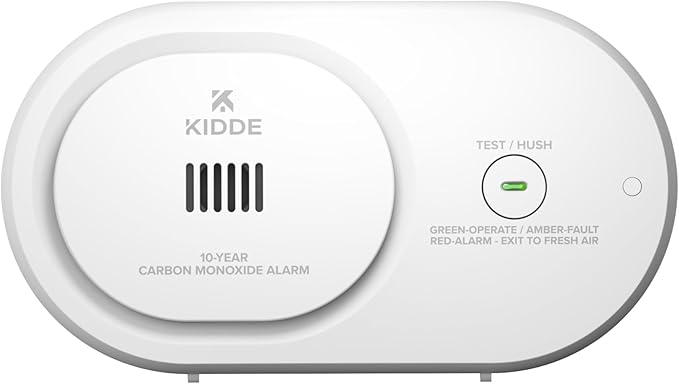 Kidde Carbon Monoxide Detector, 10-Year Battery Powered, LED Status Indicators, 85 dB Alarm, 5th Edition, COB10