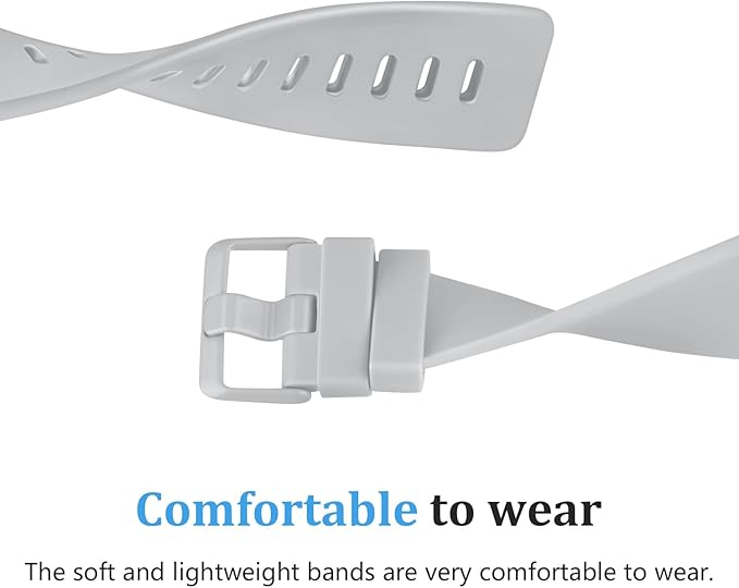 Mugust Sport Bands Compatible with Fitbit Versa 2, Classic Soft Silicone Replacement Wristbands Straps for Fitbit Smart Watch Women Men (Small, Light Gray)
