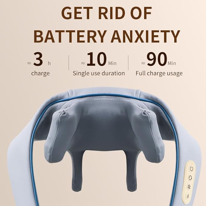 Neck Massager for Pain Relief Deep Tissue, Neck Massage with Heat, Cordless Massager for Back and Shoulder Pain, Deep Kneading Back Massager, Gift for Mom Dad