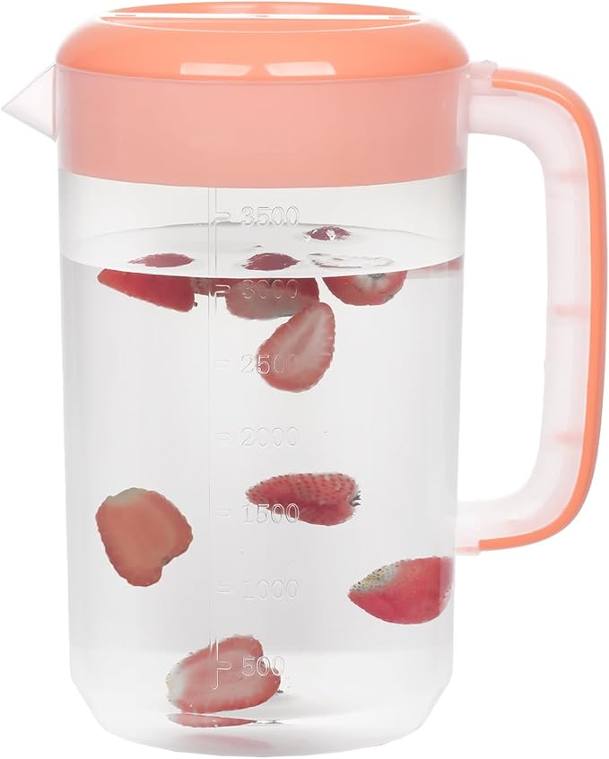Clear Pitcher with Lid 1 Gallon, Large Plastic Ice Tea Jug for Fridge, Sun Tea Jug, Gallon Pitcher with Lid and Spout - Clear (pink)