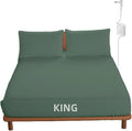 OKOHEY Grounding Fitted Sheets with 15ft Earthing Cord, King Size, 90% Organic Cotton + 10% Silver Fiber, Soft & Breathable Grounded Sheet for Better Sleep and Enhanced Wellness, Green