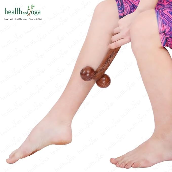 SoulGenie HealthAndYoga™ NatureSooth Wooden Massage Roller – Wood Therapy Massage Tools – Handheld Calf and Leg Massager, Back and Shoulder Massager and Full Body Massager