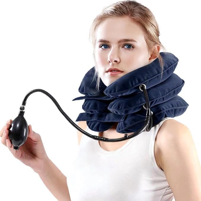 Neck Stretcher, Neck Traction Device, Cervical Traction Device for Neck Pain Relief, Neck Brace Adjustable Inflatable Neck Stretcher, Neck Decompression Devices Home Use (Blue)
