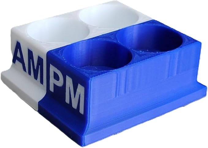 Znet3D Eye Drops Bottle Organizer & Tracker – AM/PM 4-Slot (White/Blue)