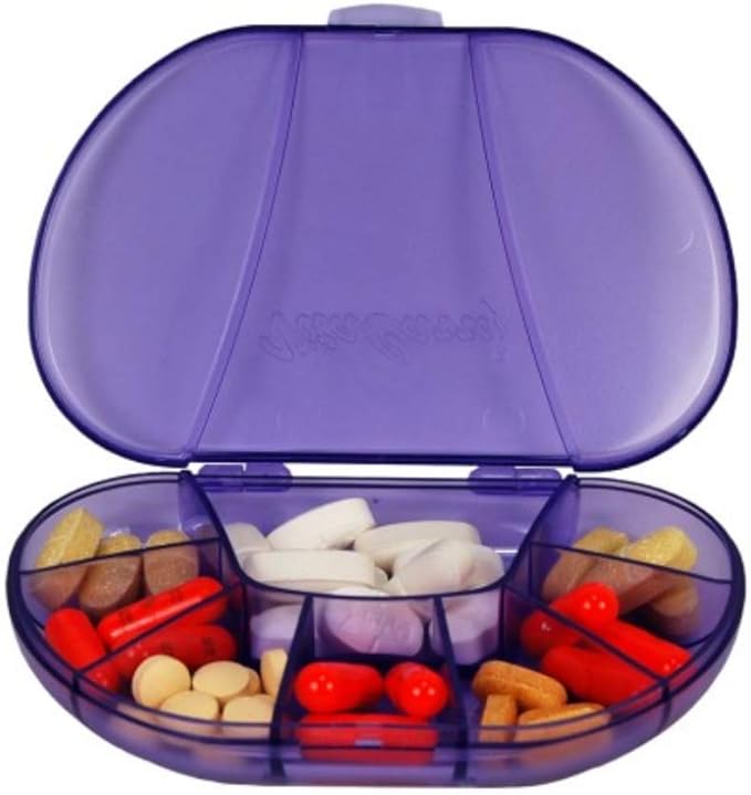 Multi-Day Vitacarry 8 Compartment Pill Box Holds up to 60 Pills Actual Size: 4.5”w X 3.0”d X .93”h (Purple)