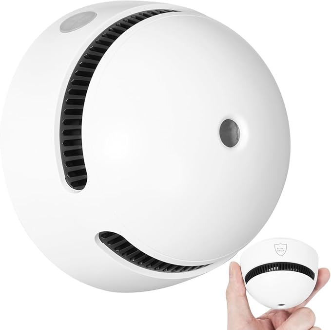 10-Year Battery Smoke Detector for Home | 85dB Fire Alarm, Military-Grade Photoelectric Sensor Reduces 70% False Alarms | CE/UL Globally Certified | Easy Install (Adhesive/Screws) (1)