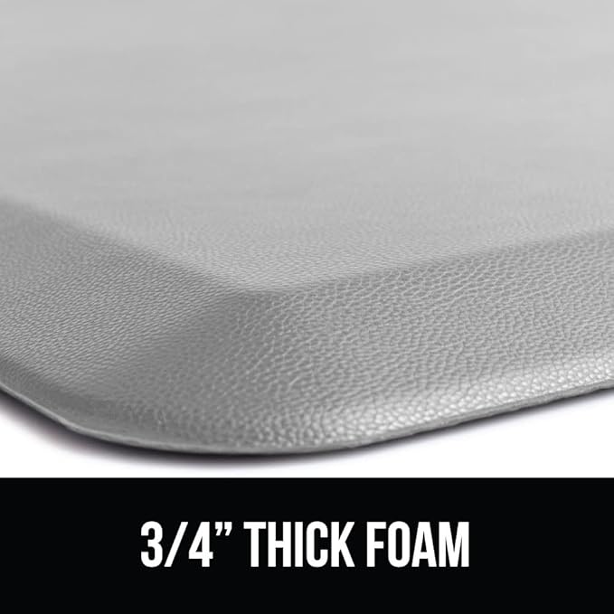 GORILLA GRIP Comfortable Cushioned Kitchen Mats for Floor, Waterproof and Stain Resistant Soft Top, 3/4 Inch Thick Ergonomic Standing Desk Anti Fatigue Mat, Foam Supports Feet, 17x24, Light Gray