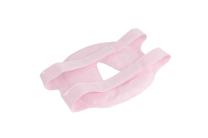 Hot and Cold Therapy Gel Bead Full Facial Mask by FOMI Care | Ice Face Mask for Migraine Headache, Stress Relief | Reduces Eye Puffiness, Dark Circles | Fabric Back (Full Face w/o Eye Holes Pink)