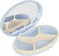 EQUADOSE Oval Compact Pill Case, Portable Organizer with Mirror, Travel Medication Holder with Removable Divider, Small Storage Case for Pills, Vitamins, Earbuds, Jewelry & Daily Essentials, Blue
