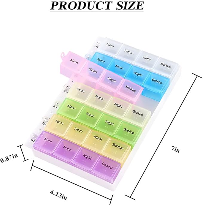 Pill Organizer, Large 28 Day Medication Organizer, Weekly Pill Box 4 Times a Day, Travel Medication Organizer,Waterproof Supplement Organizer for Daily Pills, Vitamins,Fish Oil